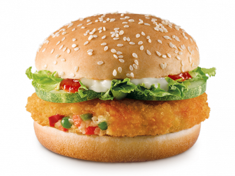 Mcdonald's Veggie Crunch Burger - Mcdonalds Veggie Burger (480x360), Png Download