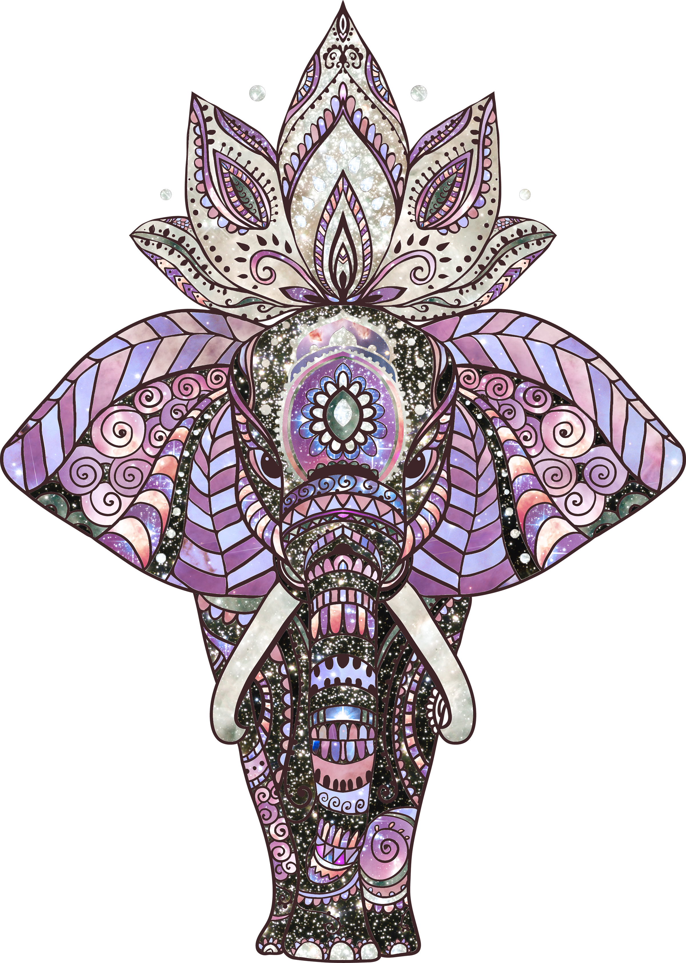 Clip Art Royalty Free Library Cosmic Elephant Piecesofandromeda - T-skjorte Dame S (2400x3370), Png Download