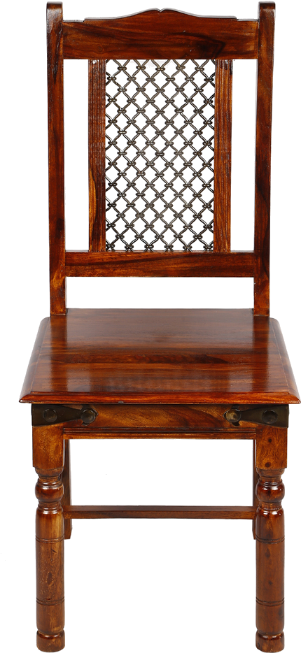 Chair With Iron Jalli Work - Woody-möbel Stuhl Sheesham Massiv (963x963), Png Download