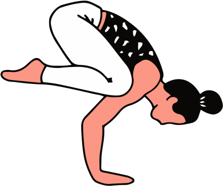 Clipart Frog Yoga - Crow Pose Yoga Cartoon (768x543), Png Download