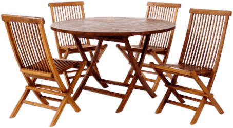 Classic Folding Dining Table Set Of Round Table And - Teak Patio Furniture (540x270), Png Download