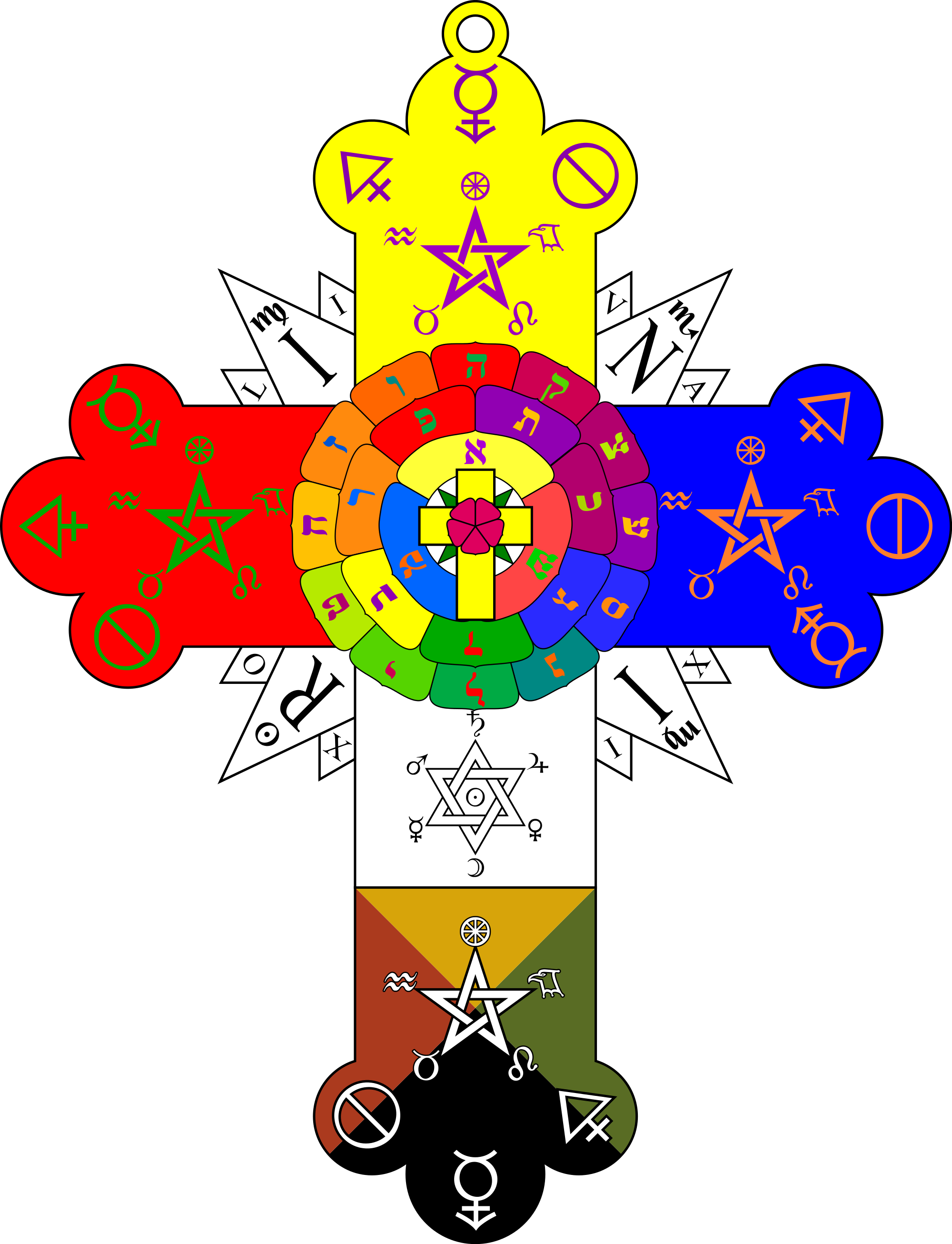 Alcoholics Anonymous, Aleister Crowley, And Rosicrucians, - Golden Dawn Rose Cross (2000x2612), Png Download