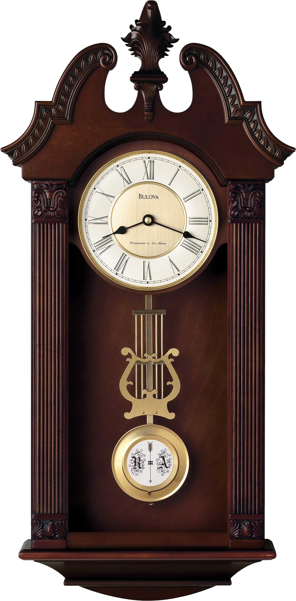 Wall Bell Clock Png Image - Bulova Pendulum (987x2002), Png Download