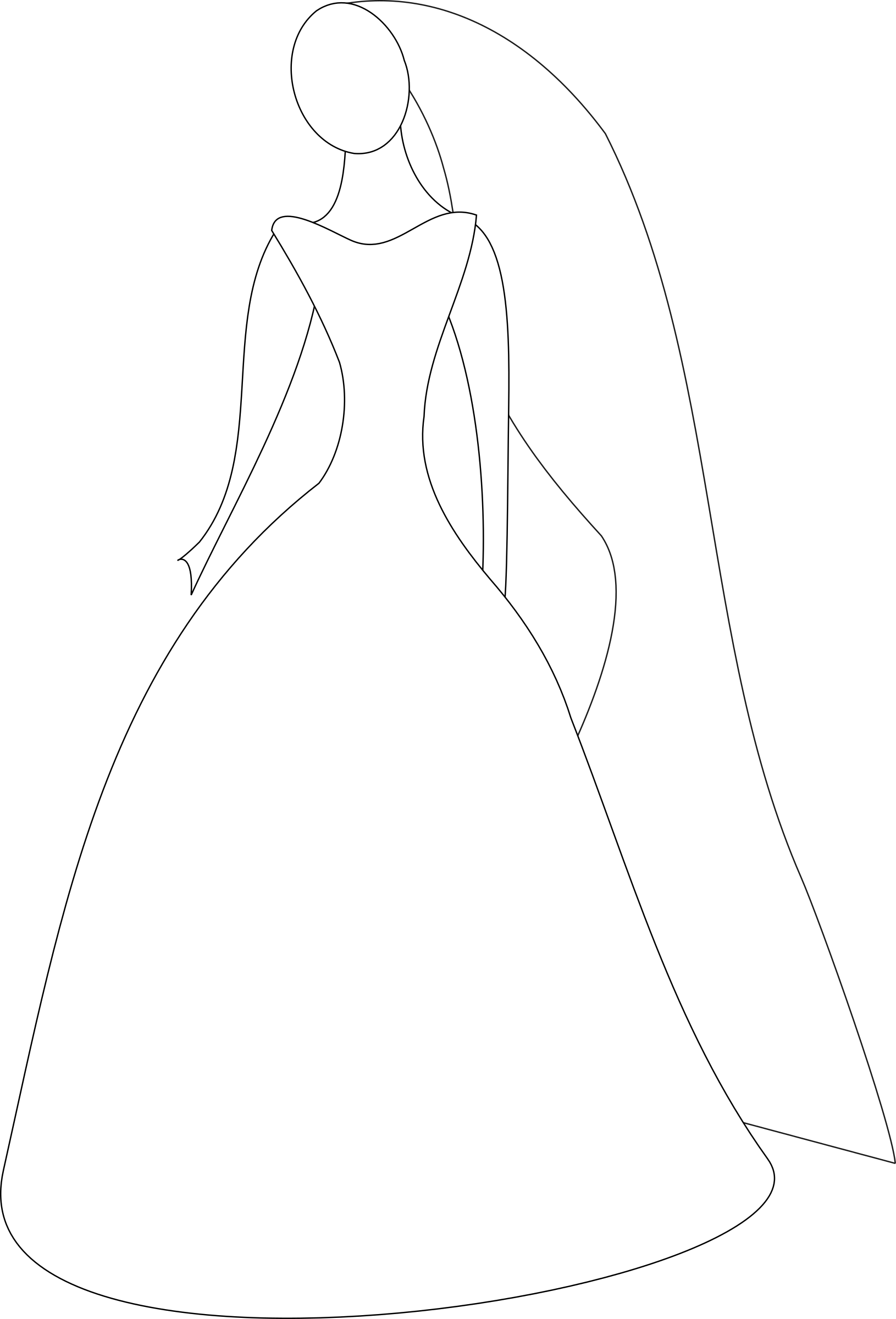 Marriage Clipart Sad - Wedding Dress Cartoon (1630x2400), Png Download