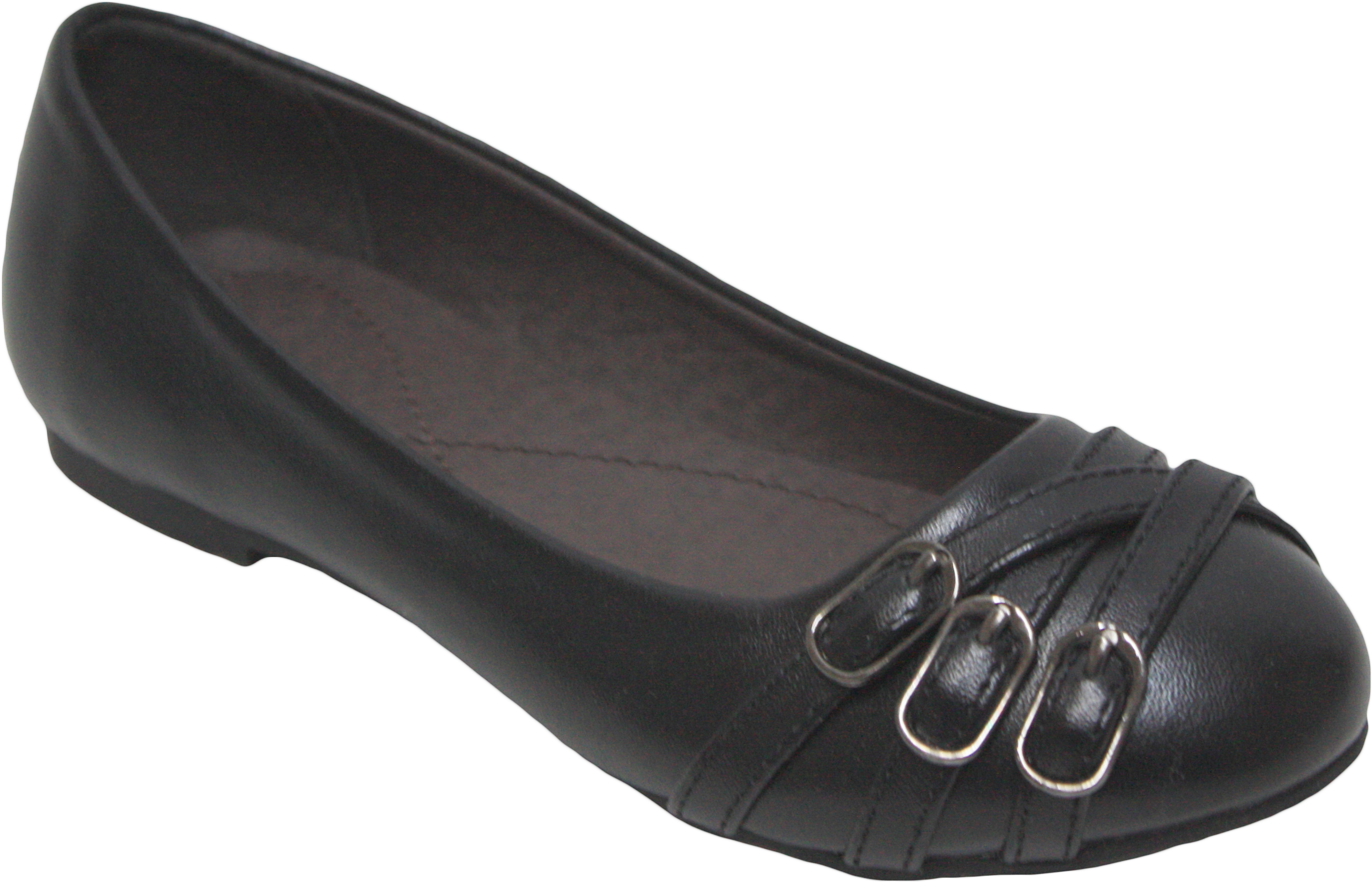 Girls School Shoes Black - Ballet Flat (2840x1843), Png Download