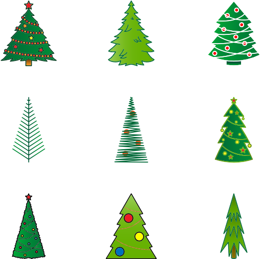 Linear Christmas Trees - Christmas Tree Icon Png (600x564), Png Download