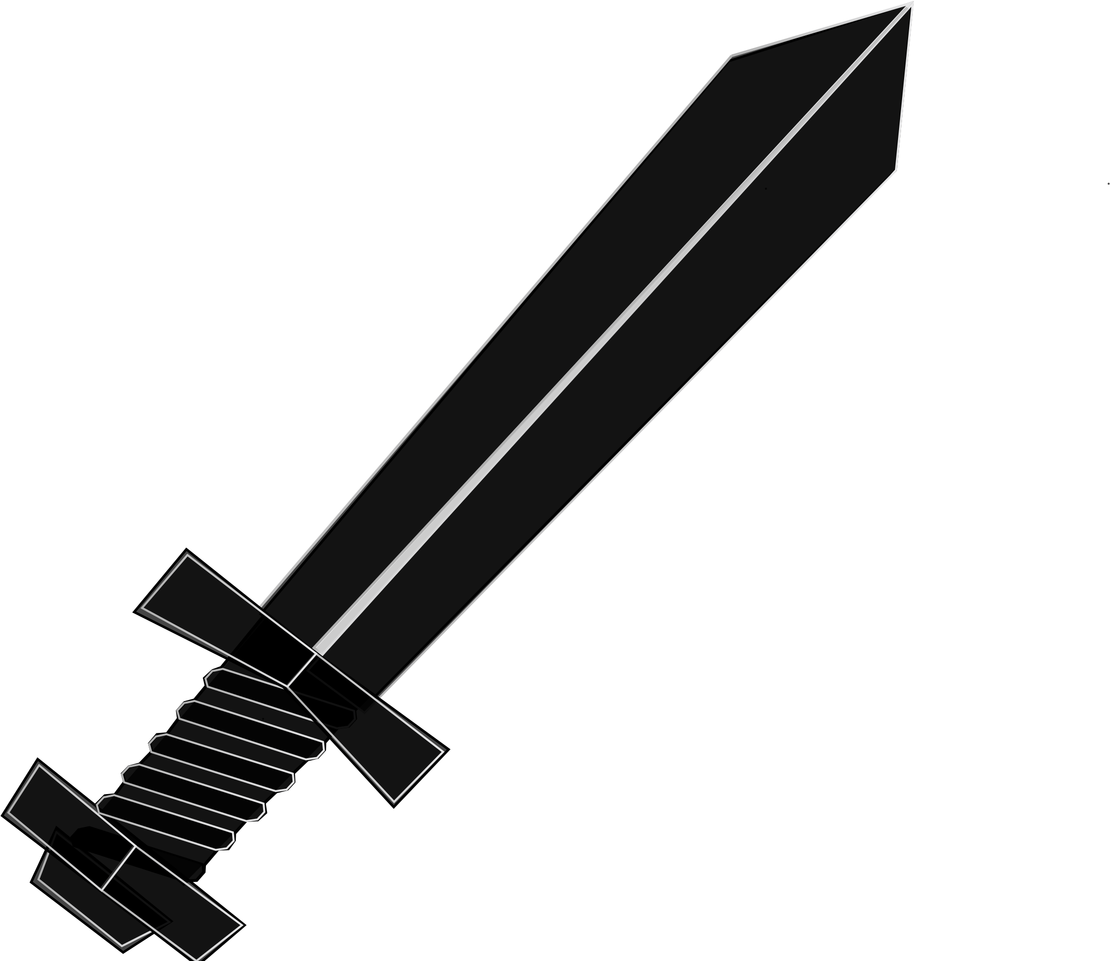 Clipart - Sword Black And White (2400x1910), Png Download