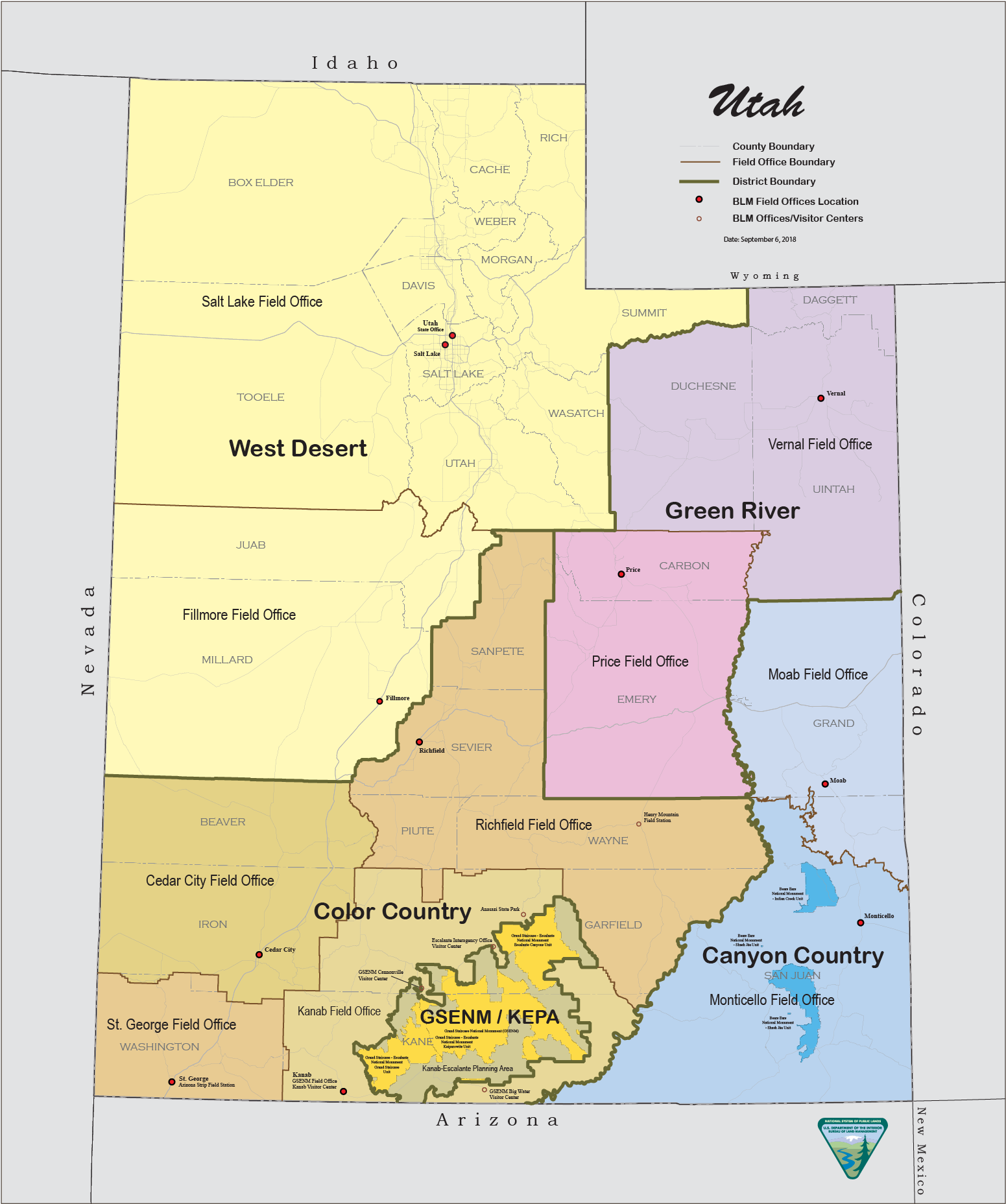 Utah Administrative Map 2018 Png - Map (1728x2016), Png Download
