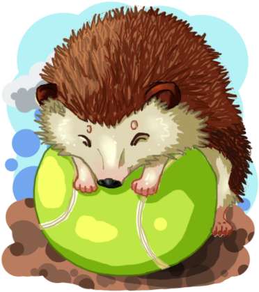 Hedgehog On A Tennis Ball By Aquimm On Deviantart Clipart - Hedgehog Tennis Ball (400x424), Png Download