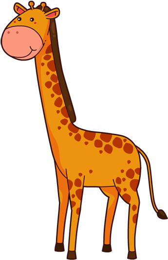 Free - Orange Giraffe Clipart (476x605), Png Download