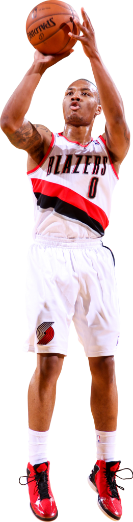 Damian Lillard, Trail Blazers, Kevin Durant, Stephen - Damian Lillard Shoot Pgn (261x1024), Png Download