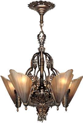 Art Deco Lighting - Chandelier (400x400), Png Download