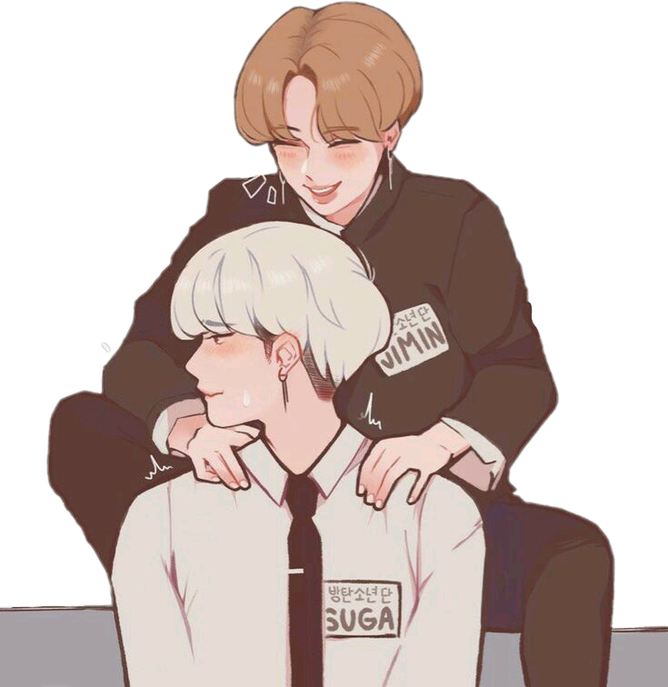 Yoonmin Sticker Sujim Suga Jimin Yoongi Bts - Jimin Suga Anime (735x756), Png Download