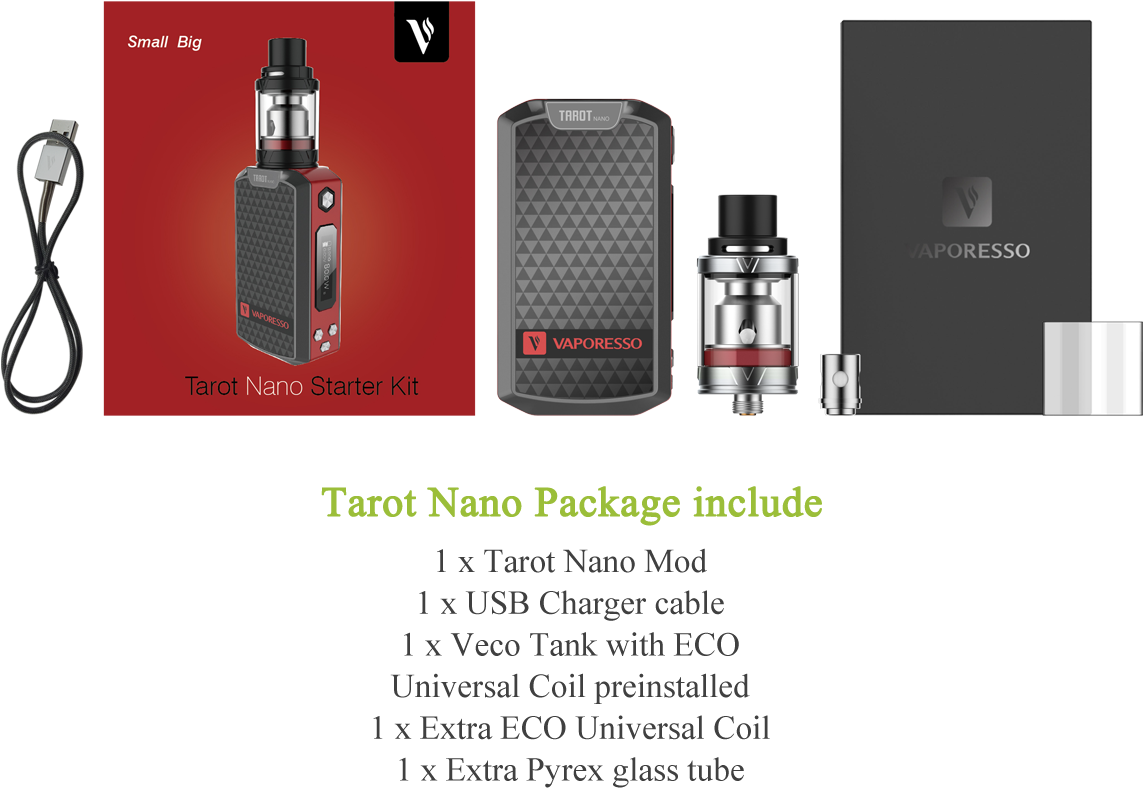 Tarot Nano Kit Package 2 - Electronic Cigarette (1199x1074), Png Download