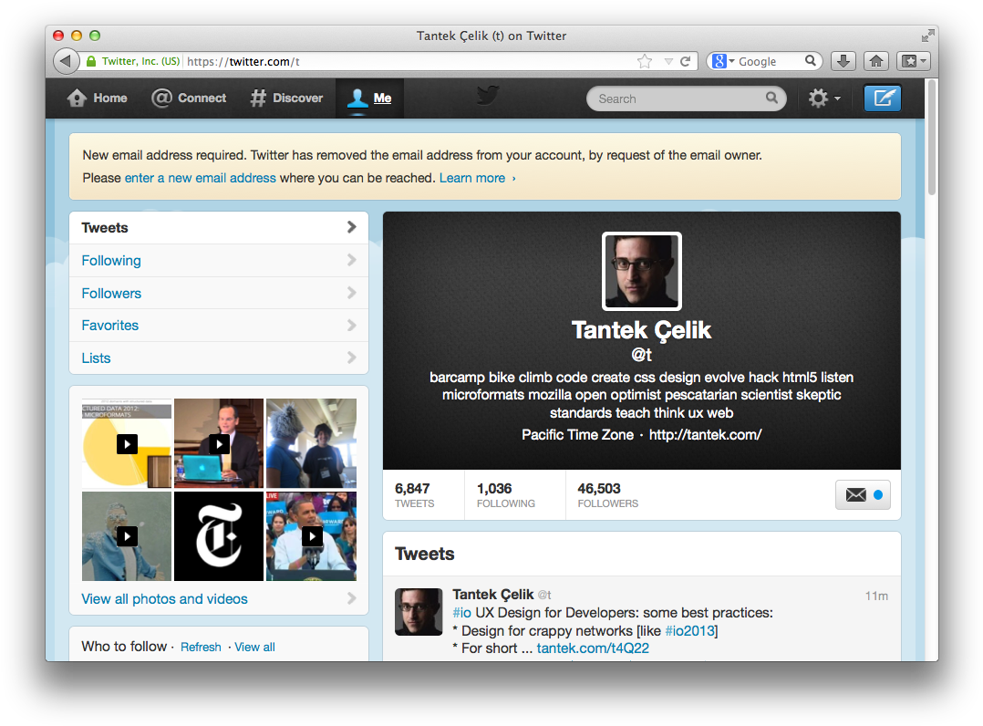2013 05 17 Twitter Com New Email Warning - Twitter In 2013 (1093x811), Png Download