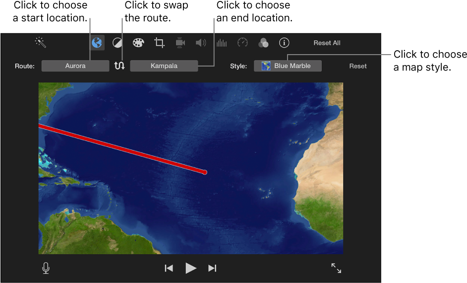 Animated Travel Map Controls Above Viewer For Setting - Carte De Voyage Animée (970x572), Png Download