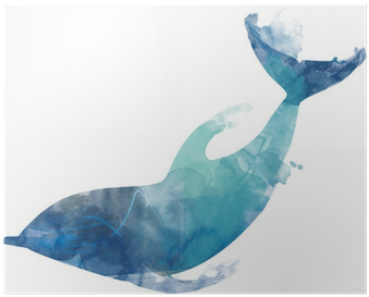 Watercolor Playing Dolphin Women's Tees (400x400), Png Download