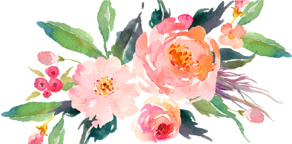 Menu - Pink Watercolor Flowers Png (1040x499), Png Download