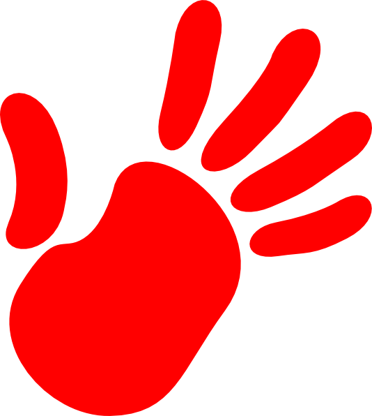Red Pencil And In Color - Hand Print Red Clipart (534x596), Png Download