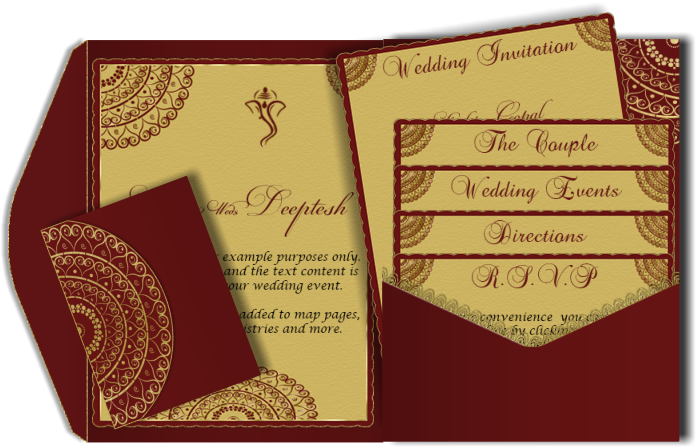 Red And Gold Mandala Email Wedding Card Template With - Envelope (708x467), Png Download