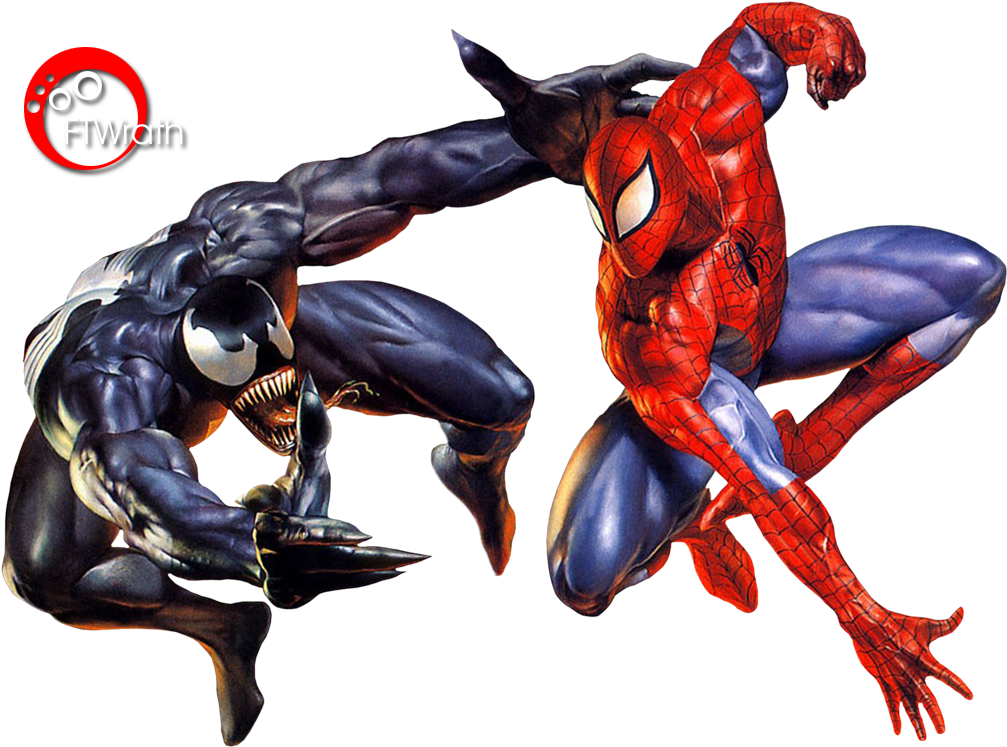 Venom Spiderman Logo Png - Venom And Spiderman Png (1024x768), Png Download
