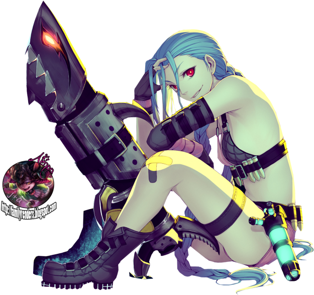 #game #jinx #lol #tyan #kawai #nya #blue #league Of - Frengkenstain New Jinx League Of Legends Z3427 Samsung (700x666), Png Download