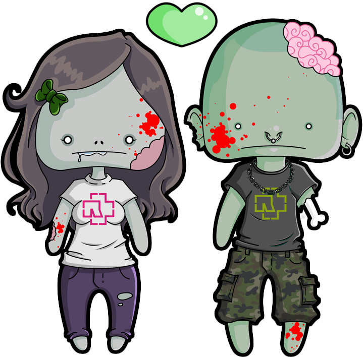 Zombie Love By Blueundine On Deviantart - Dibujos De Zombies Pareja (856x822), Png Download