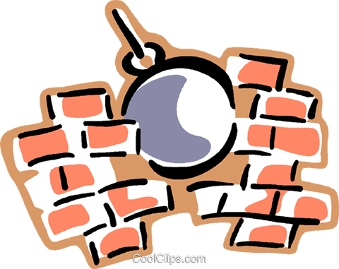 Wrecking Ball Going Through A Brick Wall Royalty Free - Wrecking Ball Clip Art Png (480x381), Png Download