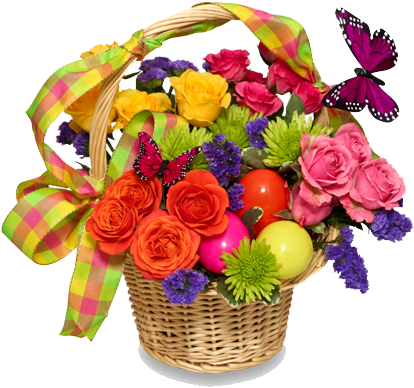 Easter Flower Png File - Basket Of Flowers (425x515), Png Download