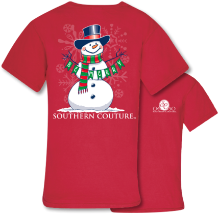 Southern Couture Preppy Christmas Be Merry Snowman - Chippin Dippin And Sippin Southern Couture Shirt (429x480), Png Download