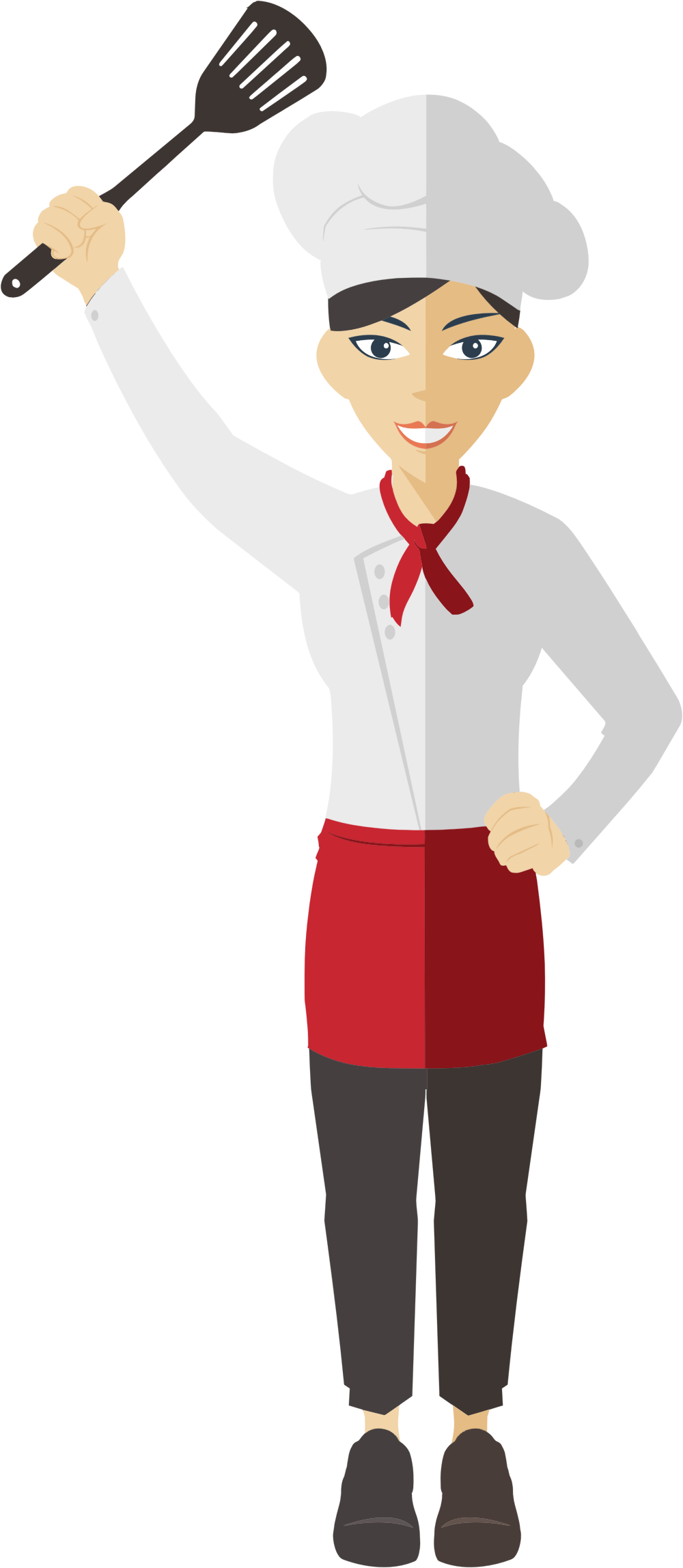 This Free Icons Png Design Of Flat Shaded Female Chef (1000x2296), Png Download
