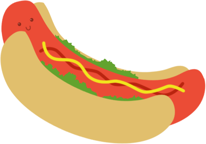 Hot Dogs Clipart Cute - Hot Dog Vector Png (419x294), Png Download