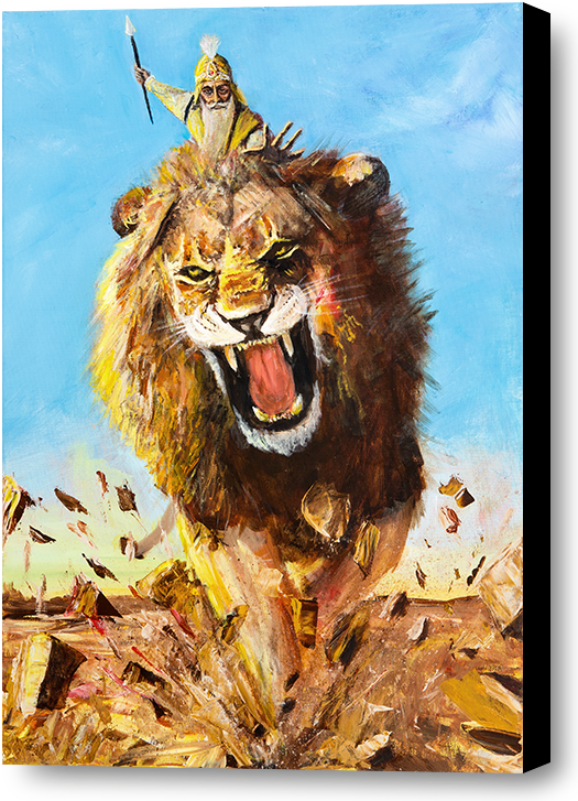 A Wonderfully Beautiful Interpretation Sikh Artwork - Guru Gobind Singh Lion (548x750), Png Download