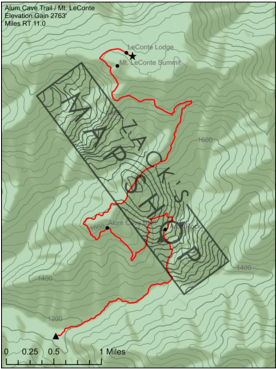 Leconte / Alum Cave Trail Map - Mount Le Conte (275x480), Png Download