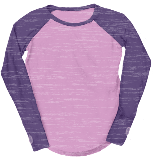 Picture Of Burnout Pink/eggplant Baseball Shirt - Purple And Pink Baseball Tee (550x550), Png Download