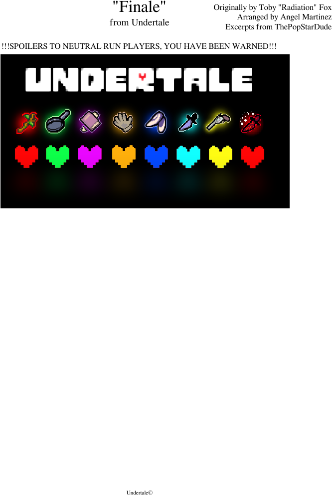 "finale" Sheet Music Composed By Originally By Toby - Undertale (850x1100), Png Download