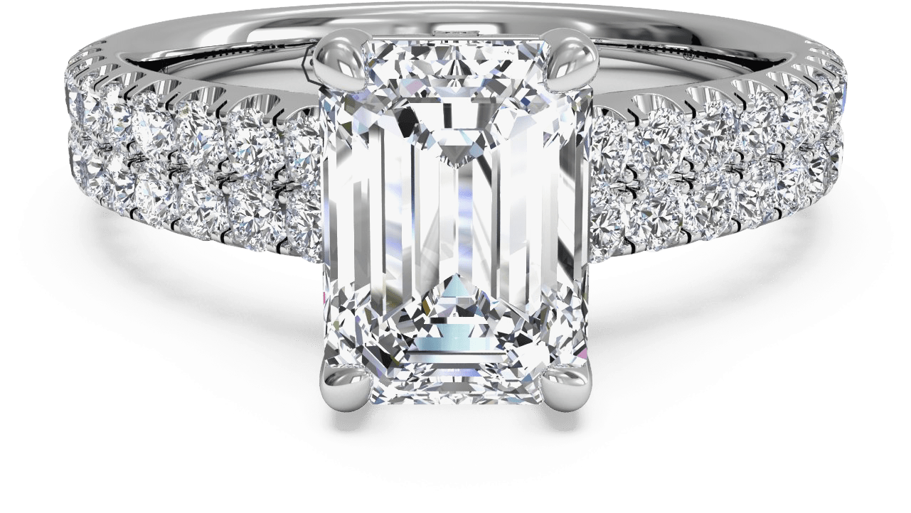 Emerald Cut Engagement Rings Meaning Best Of Finding - Ritani Double French-set Band Engagement Ring - Diamond (1280x860), Png Download