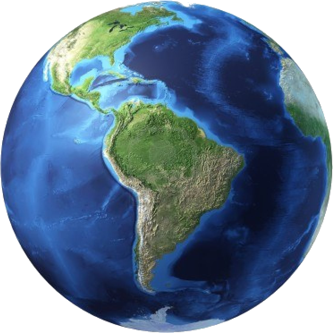 Globe Png - 3d Rendering Of Planet Earth Centered On South America (1200x1200), Png Download