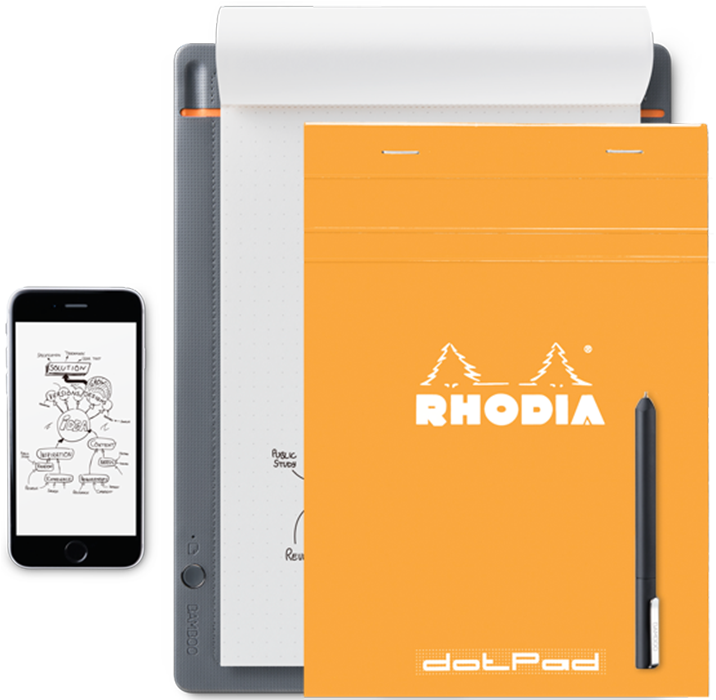 Wacom - Rhodia A5 Pad No.16 - Black - Dot Grid (728x699), Png Download