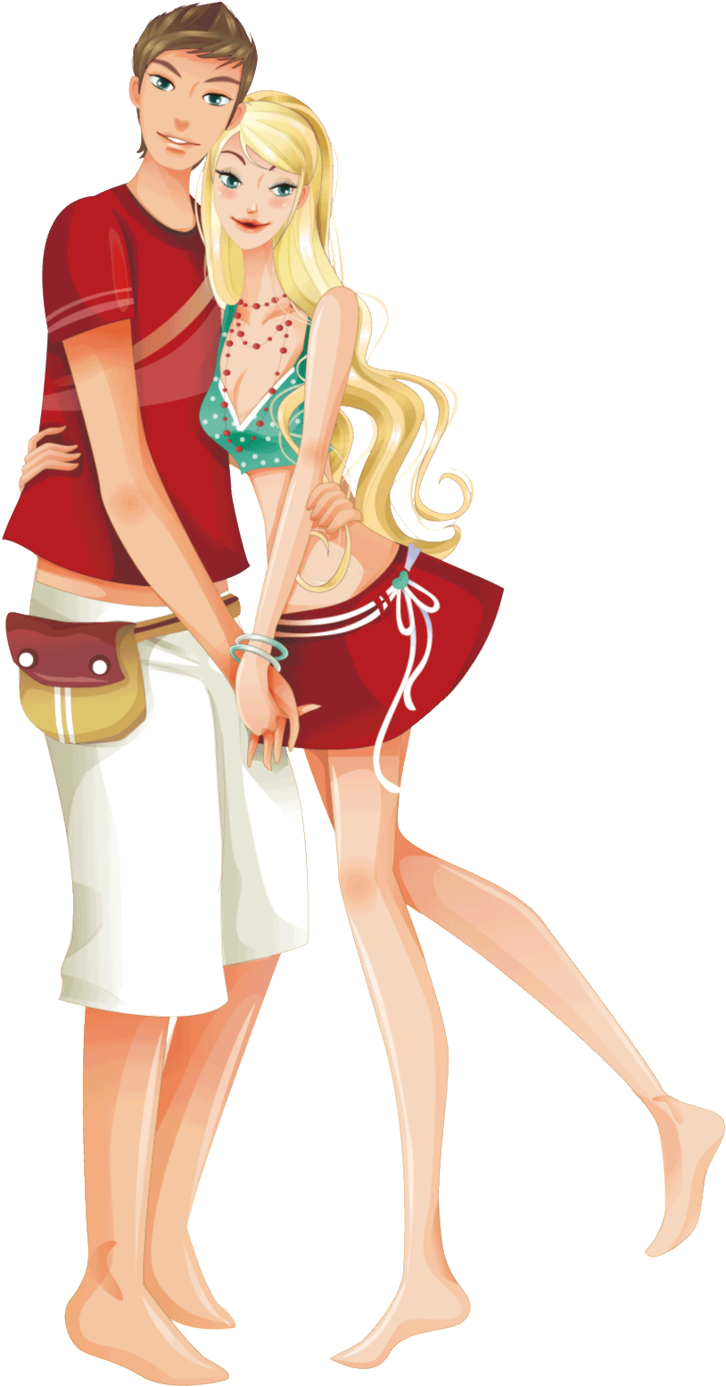 Romantic Cartoon Couple Element Design - Room Decor Наклейка Интерьерная Отдых На Курорте (1024x1593), Png Download