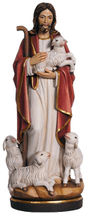 Good Shepherd Statuette - Jesus The Good Shepherd Statue - Wood Carved (400x400), Png Download