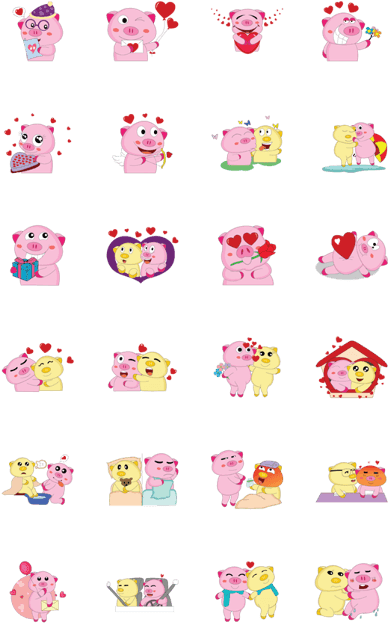 Plump Pink Couple In Love Animated (420x673), Png Download