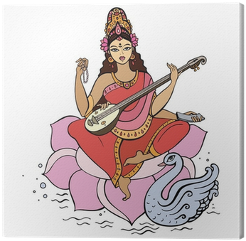 Easy To Easy Photo Of Saraswati Maa (400x400), Png Download