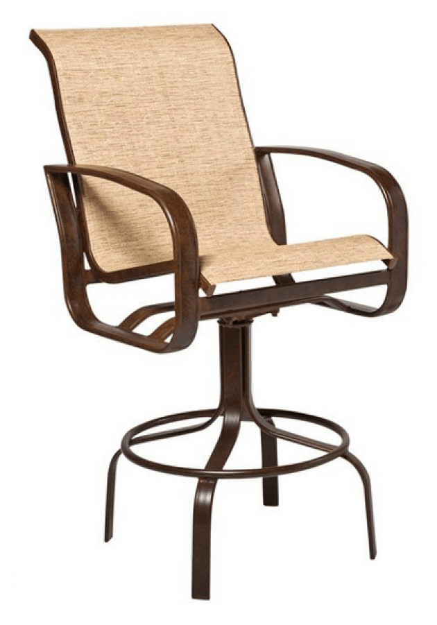 Woodard Cayman Isle Aluminum Sling Swivel Barstool - Woodard Belden Cushion Swivel Bar Stool (900x900), Png Download