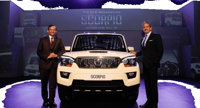 Pawan Goenka & Anand Mahindra At The Launch Of The - Mahindra Scorpio (697x376), Png Download