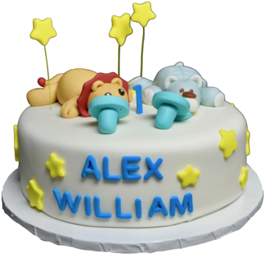 Wubbanub Pacifiers Cake With Yellow Stars For Twin - Sugar Street Boutique (600x447), Png Download