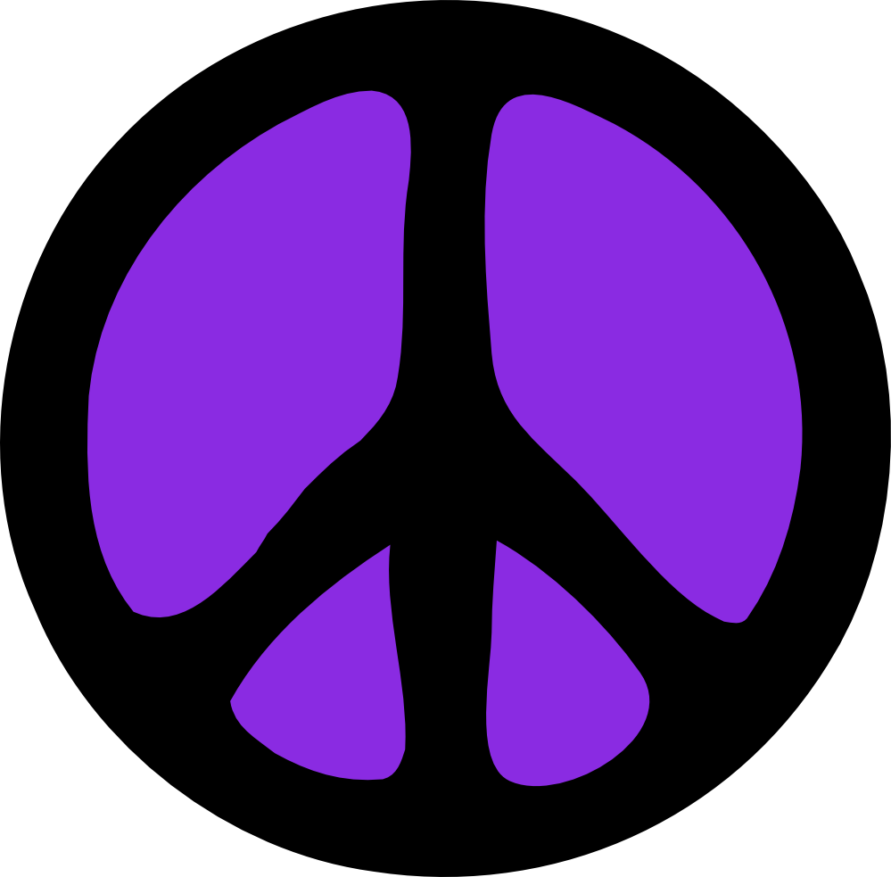 Groovy Peace Symbol Sign Cnd Logo Retro Blue Violet - Painted Rocks As Peace Sign (999x983), Png Download