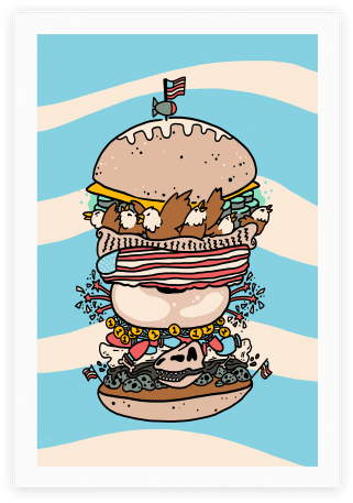 'merican Double Decker Declaration Of Food Freedom - Pillow (484x484), Png Download