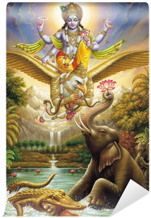 Indian God Vishnu With Garud Dav The Vahan Of Vish - Lord Vishnu (400x400), Png Download