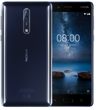 Nokia 8 64gb Glossy Blue Android 7.1 Smartphone (340x380), Png Download